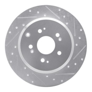 Acura ZDX Brake Rotor (1) - Rear Right - R1 Concepts - Drilled & Slotted - Silver - `07-`17